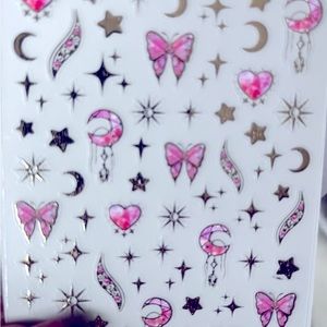Cute nail sticker hearts and bows moons